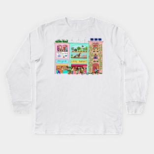 Sustainable ecosystem community living in urban city concept. Kids Long Sleeve T-Shirt